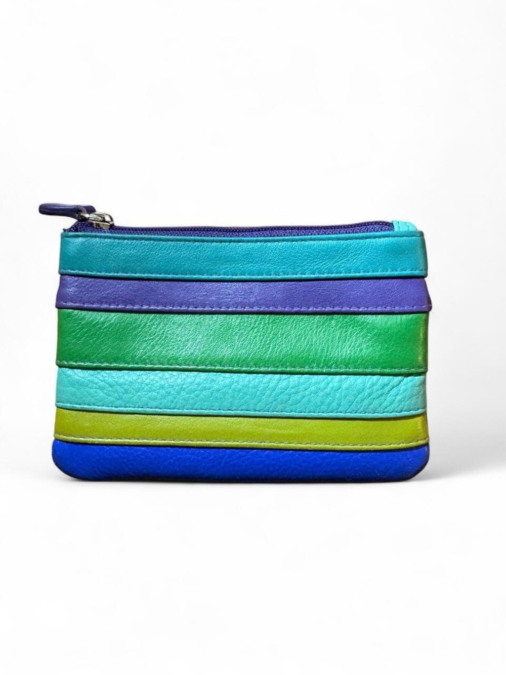 ili New York Multi-Colored Striped RFID-Blocking Leather Pouch